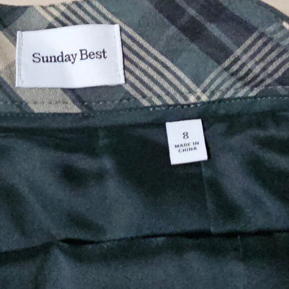 NWT Aritzia Sunday Best Women's Plaid Olive Green Pleated Midi Skirt 8 - Picture 12 of 14
